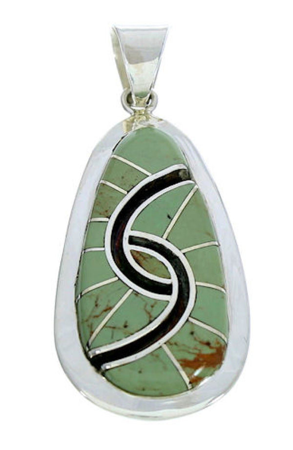 Sterling Silver Southwestern Turquoise Inlay Pendant AX23442